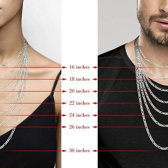 925 Sterling Silver Italian 5mm Diamond-Cut Figaro Link Chain Necklace for Women - Picture 6 of 6